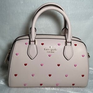 NWT Kate Spade Madison Heart Studs Small Dolly Duffle in Powder Pink